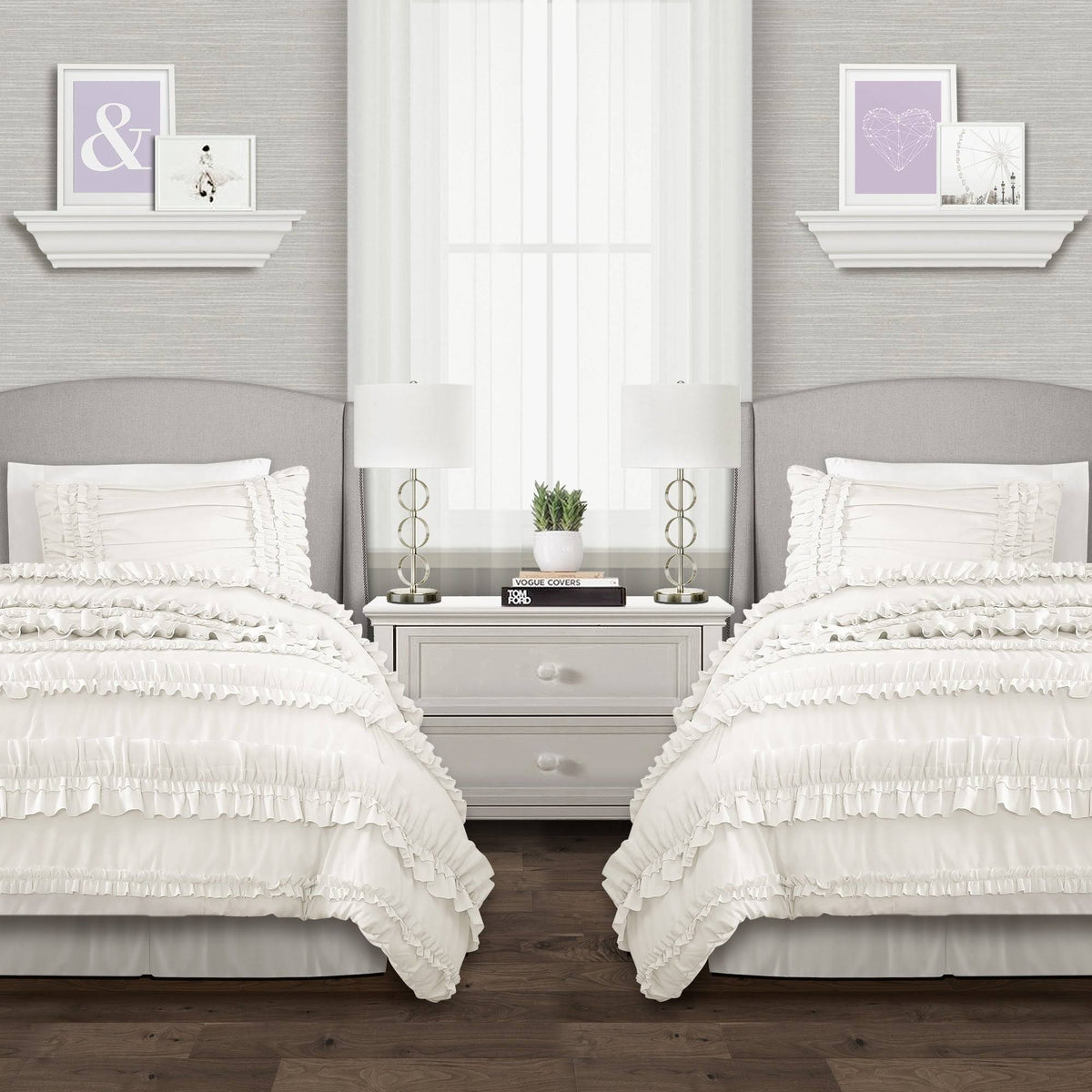 Lush Decor Belle Comforter Set White Twin XL