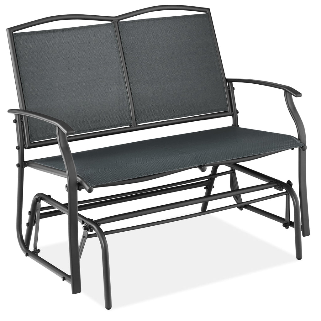 Best Choice Products 2 - Person Outdoor Swing Glider, Steel Patio Loveseat, Bench Rocker W/ Armrests - Gray