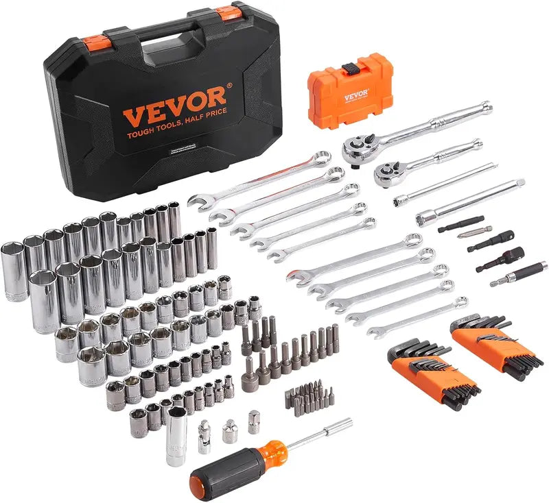 VEVOR Professional Mechanics Tool Set â€?Metric & Standard Socket Kit with Deep and Regular Sockets