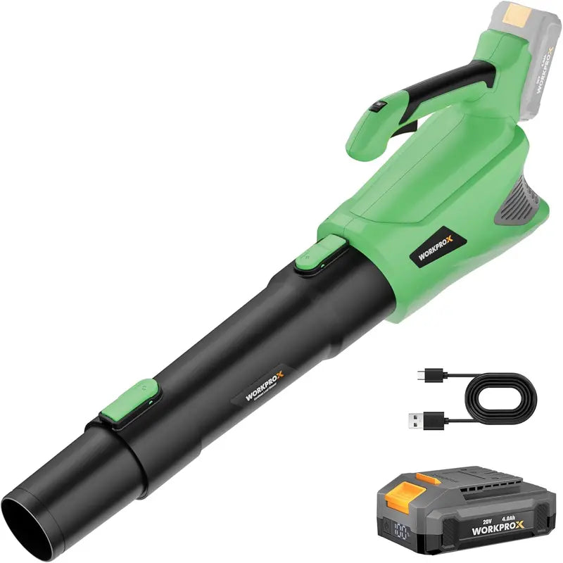 WORKPROX 20V Variable-Speed Cordless Leaf Blower â€?Includes 4.0Ah Battery and Fast-Charging USB-C Cable