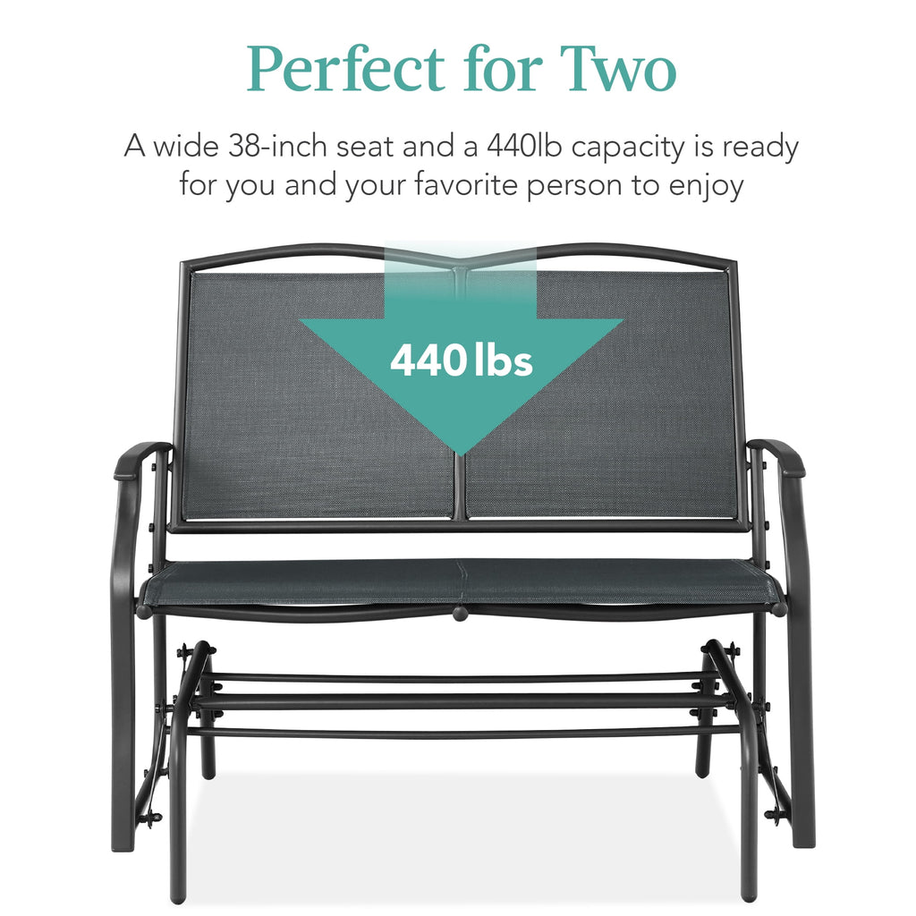 Best Choice Products 2 - Person Outdoor Swing Glider, Steel Patio Loveseat, Bench Rocker W/ Armrests - Gray