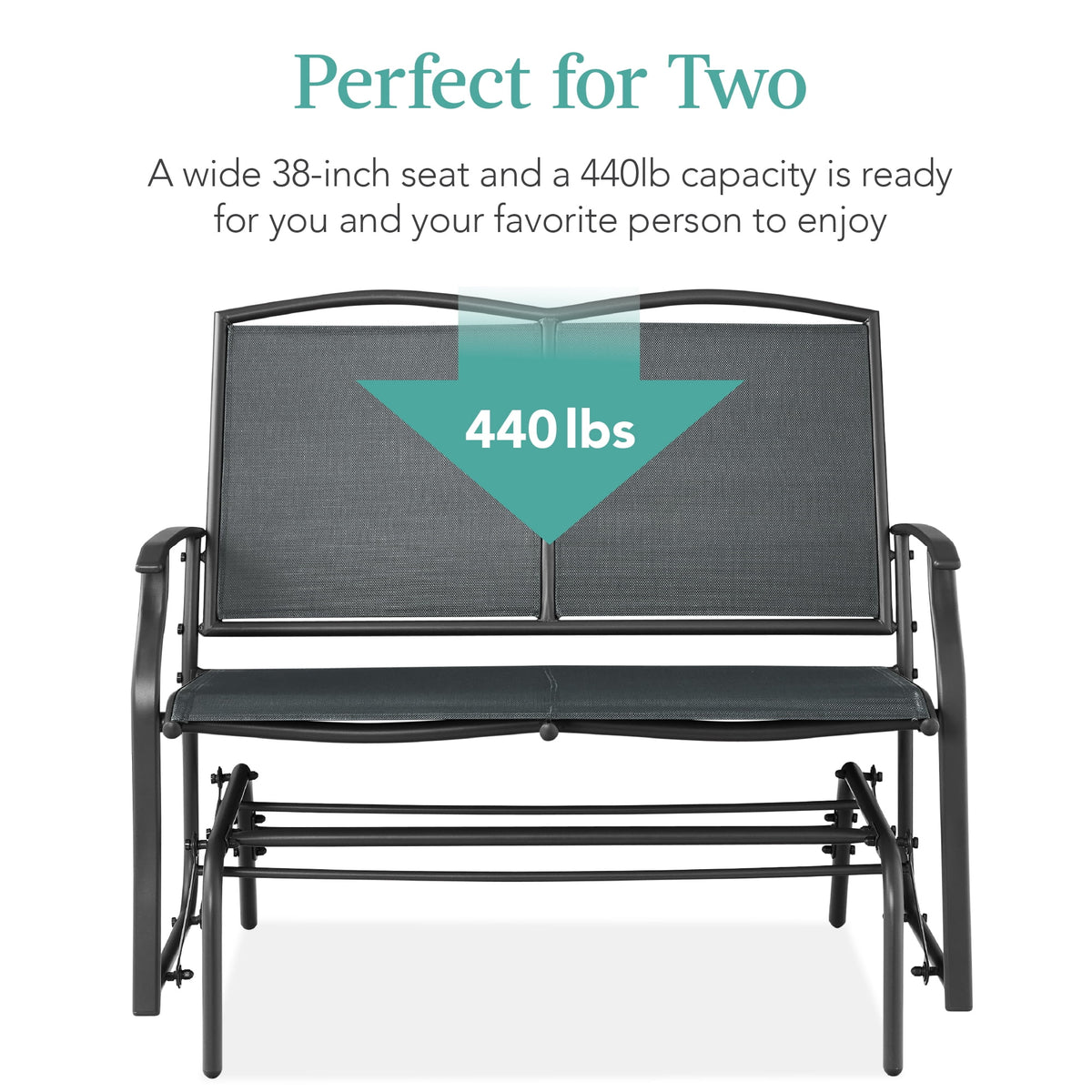 Best Choice Products 2 - Person Outdoor Swing Glider, Steel Patio Loveseat, Bench Rocker W/ Armrests - Gray