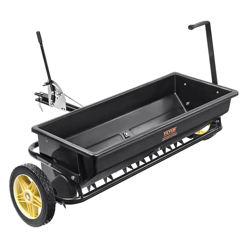 Tractor-Mounted Broadcast Seeder â€?100-Lb Polyethylene Unit with Steel Spike Weeder, Fertilizer & Salt Spreader for Farms and Rough Terrain