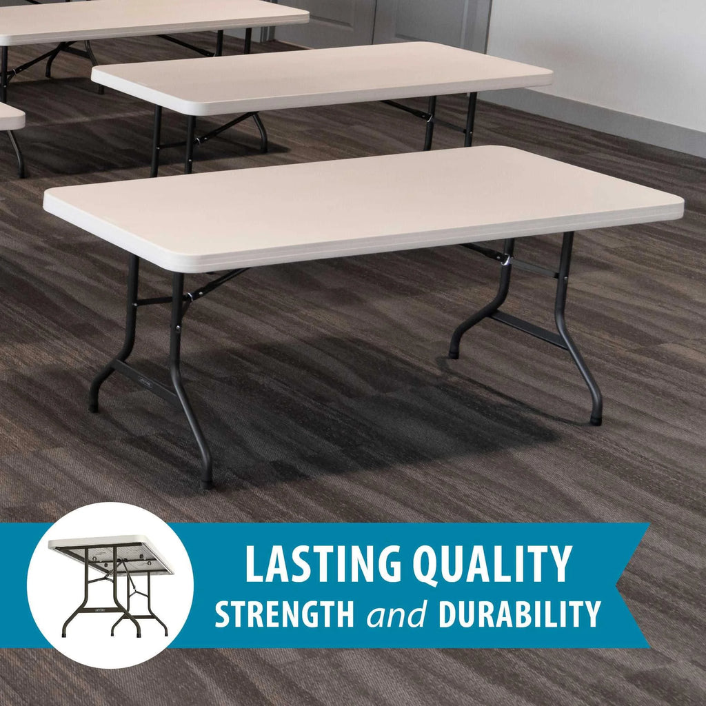 Lifetime 6 Ft. Commercial Plastic Folding Banquet Tables 4 Pack (White Granite)