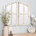 Jolene Arch Window Pane Mirrors Off - White 27" x 15" (Set of 2) by Aspire