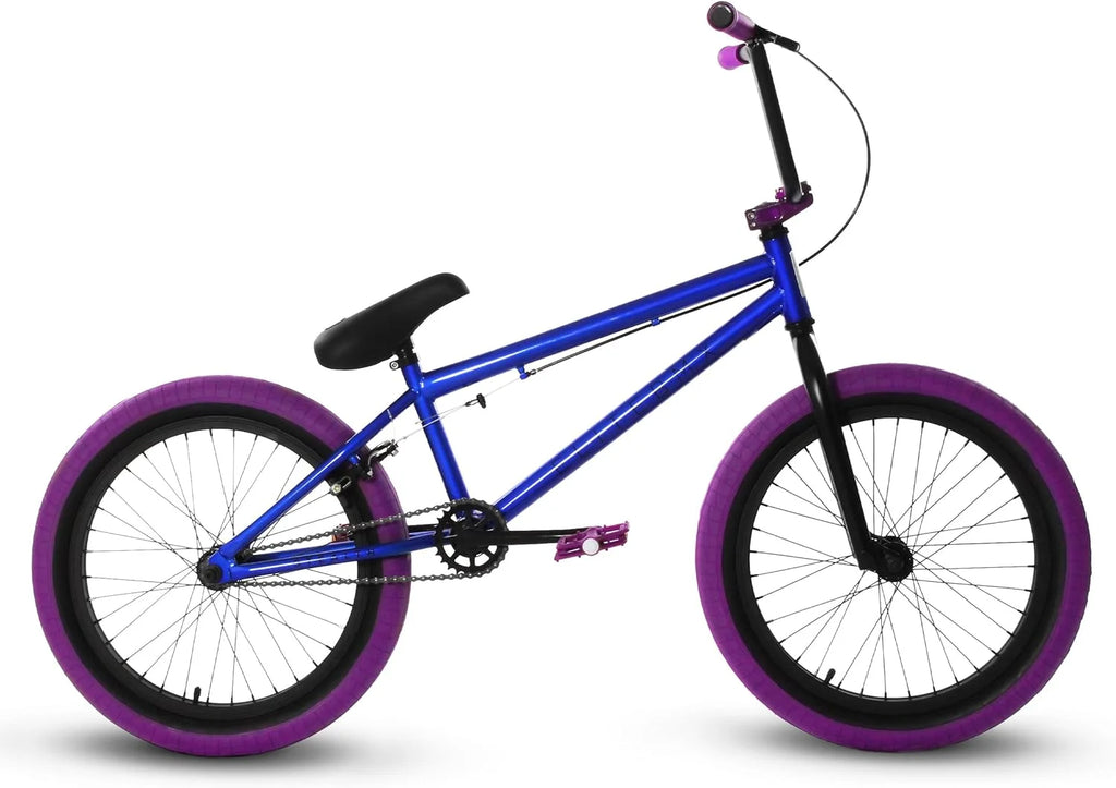 Elite BMX Bicycle 20 Freestyle Bike - Stealth Blue Purple Ideal for Ages 7 to 18 Years