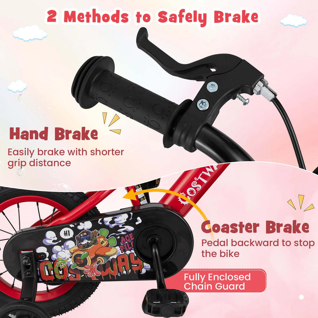 Costway 16" Kid'S Bike for 4 - 7 with Height - Adjustable Handlebar & Saddle Handbrake Blue
