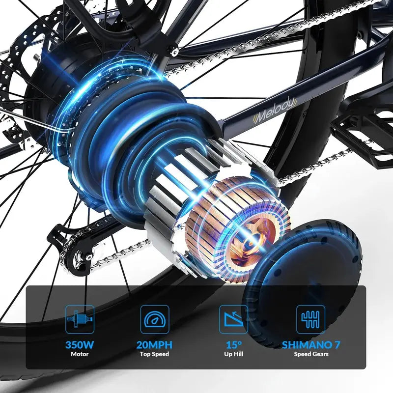 W18B 26-Inch Electric Bike â€?350W Motor, 36V 10.4Ah Removable Battery, 7-Speed UL2849 Certified
