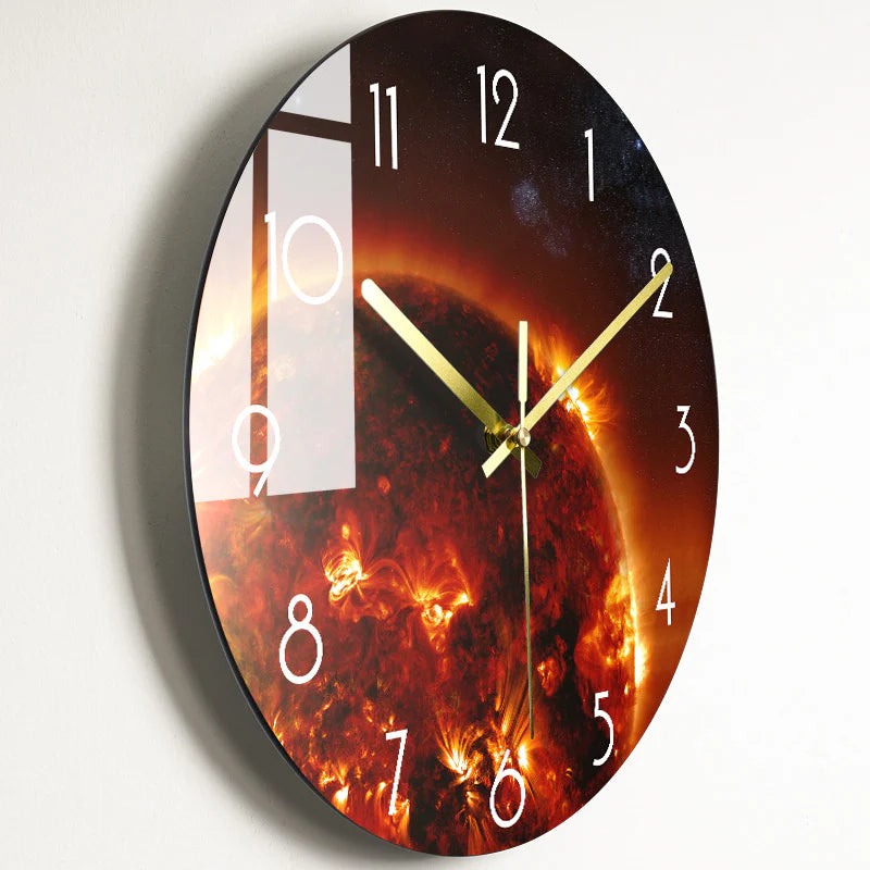 Modern Silent Quartz Wall Clock – Glass Style Living Room Decor (Battery Powered)