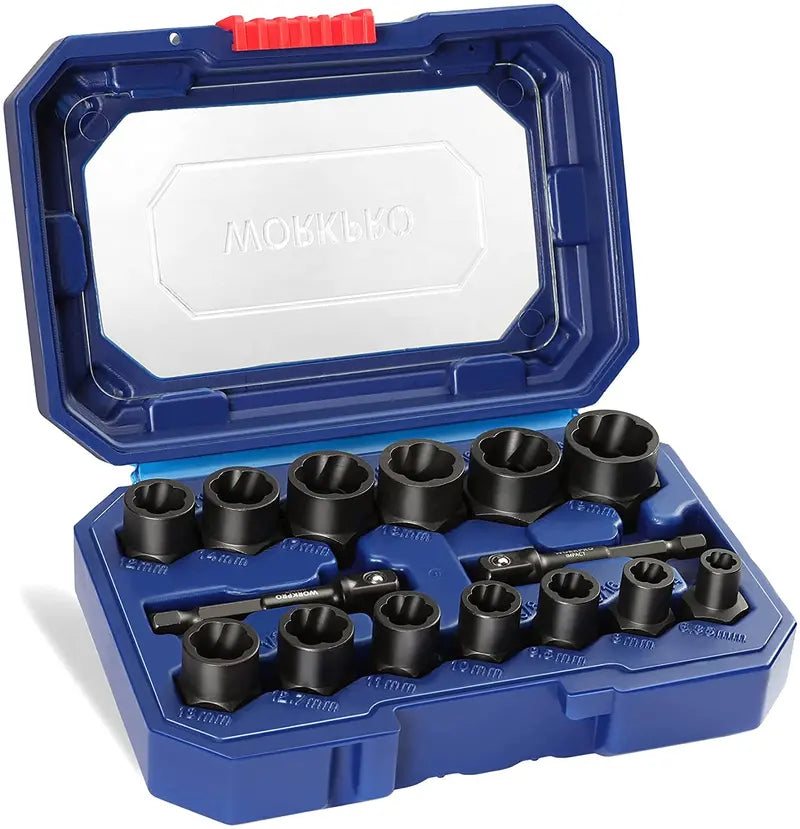 WORKPRO Impact Bolt & Nut Remover Set â€?15-Piece Ratcheting Removal Tool Kit