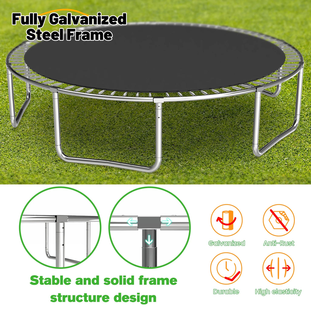 14ft Trampoline with Basketball Hoop, Outdoor Trampoline with with Enclosure Net, Blue