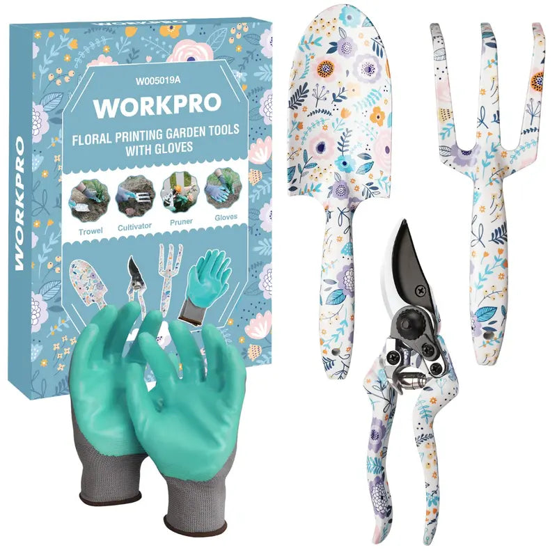 WORKPRO 4-Piece Aluminum Garden Tool Kit â€?Lightweight & Rust-Resistant Design