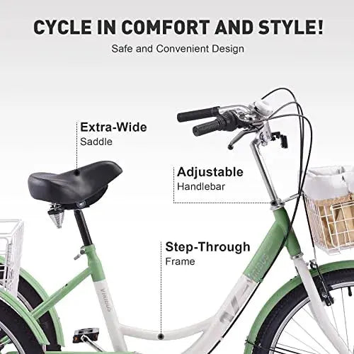 Viribus 7-Speed Adult Tricycle â€?24â€?Three-Wheeled Cruiser with Front Basket, Rear Rack, and Comfort Frame