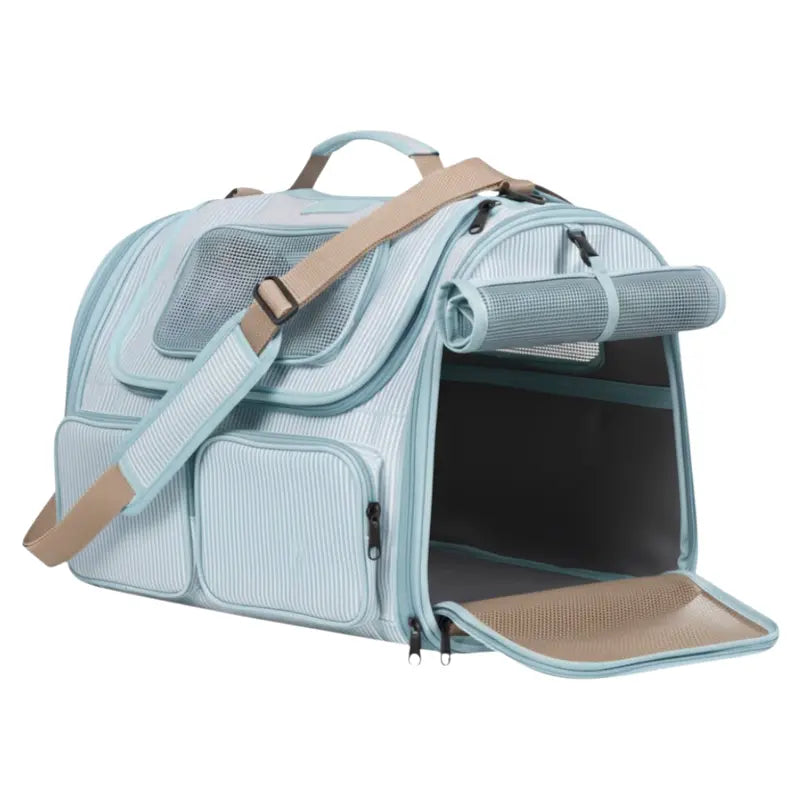 Ventilated Travel Carrier for Small Dogs and Cats with Storage Pockets