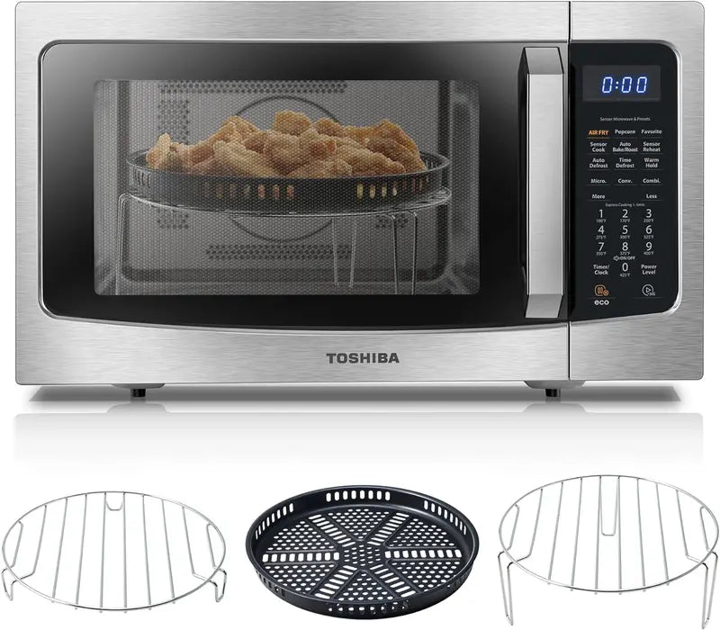 Toshiba ML-EC42P(SS) 4-in-1 Countertop Microwave Oven â€?Convection, Air Fryer, Smart Sensor Cooking, 1.5 Cu Ft, 1000W, Silver