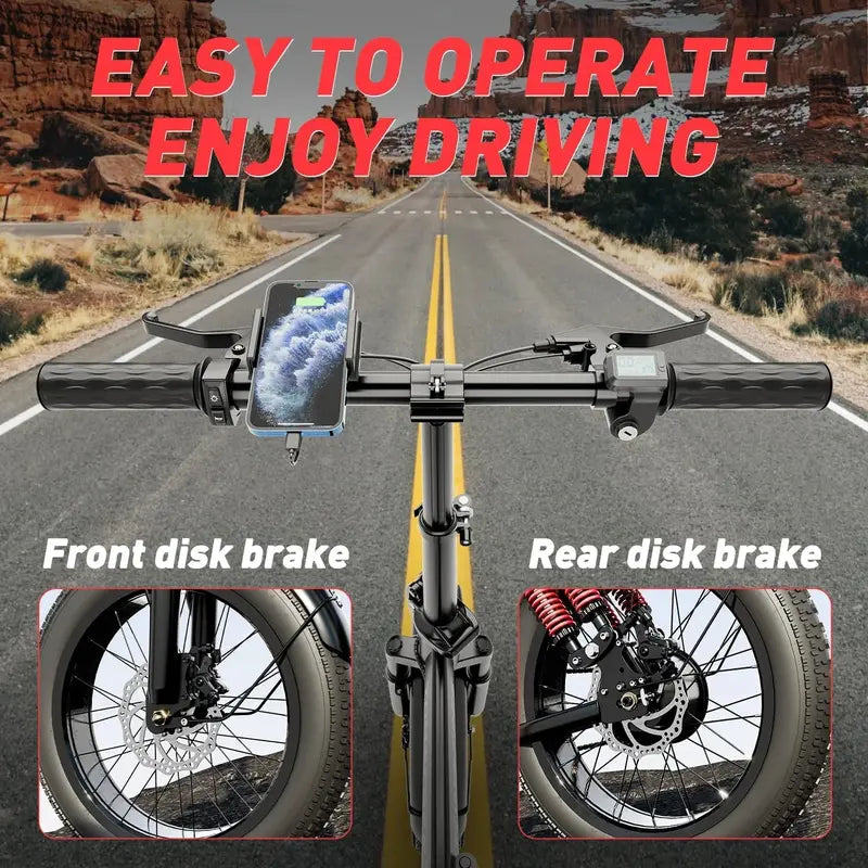 Tomofree T1 1200W Folding E-Bike â€?31 MPH Top Speed, 48V 20Ah Battery, 16×3â€?All-Terrain Tires, LED Display & 330 lb Load Capacity