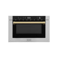 ZLINE Autograph Edition 24" 1.2 Cu. ft. Built-In Microwave Drawer with A Traditional Handle in Stainless Steel - Gold