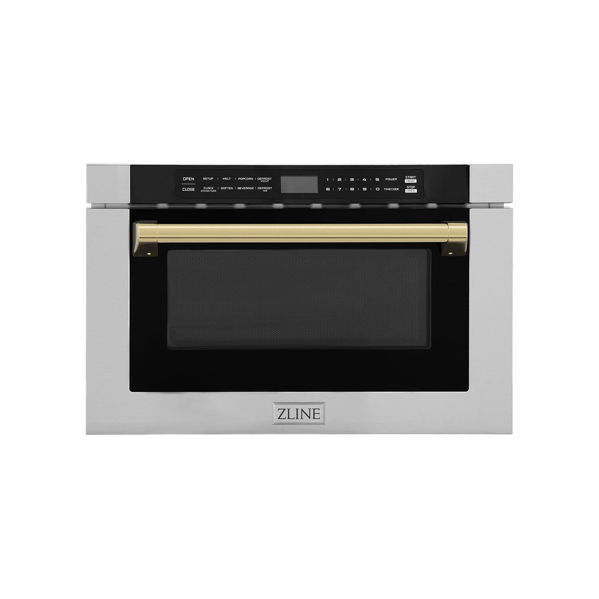 ZLINE Autograph Edition 24" 1.2 Cu. ft. Built-In Microwave Drawer with A Traditional Handle in Stainless Steel - Gold