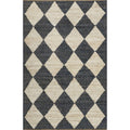 Arvin Olano x RugsUSA - Louie Diamond Checkerboard Jute Area Rug Charcoal 5' x 8'
