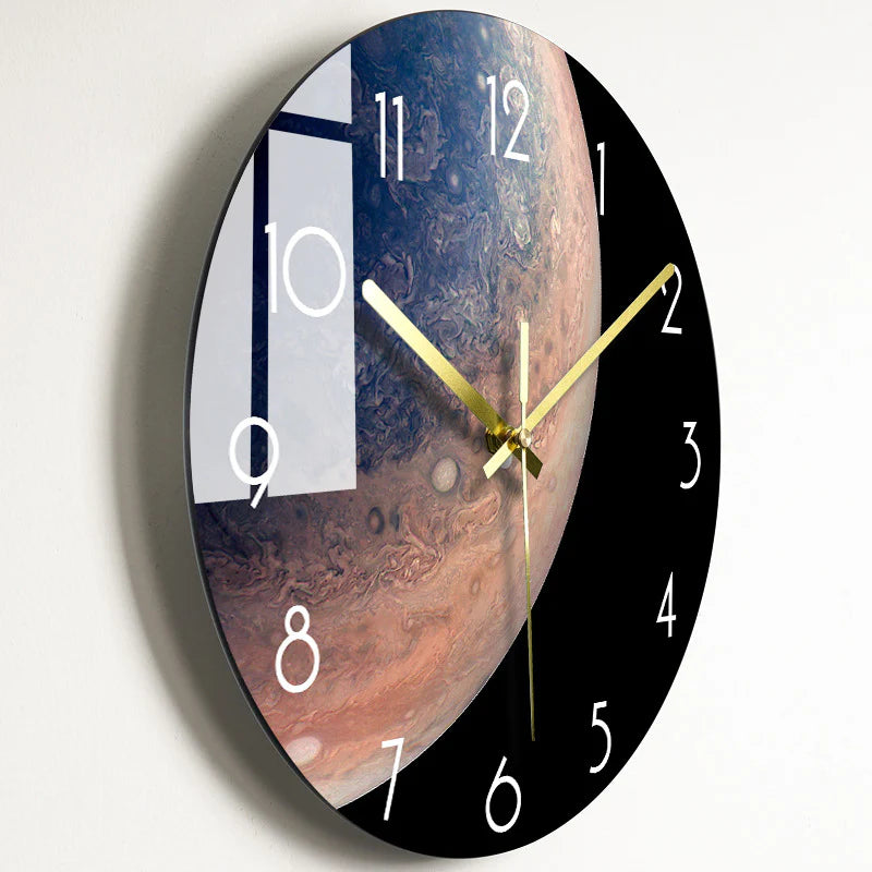 Modern Silent Quartz Wall Clock – Glass Style Living Room Decor (Battery Powered)