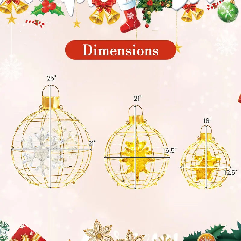 Three Pre-Lit Hanging or Ground Lantern Balls â€?732 Bright LEDs, Includes Zip Ties and Stakes