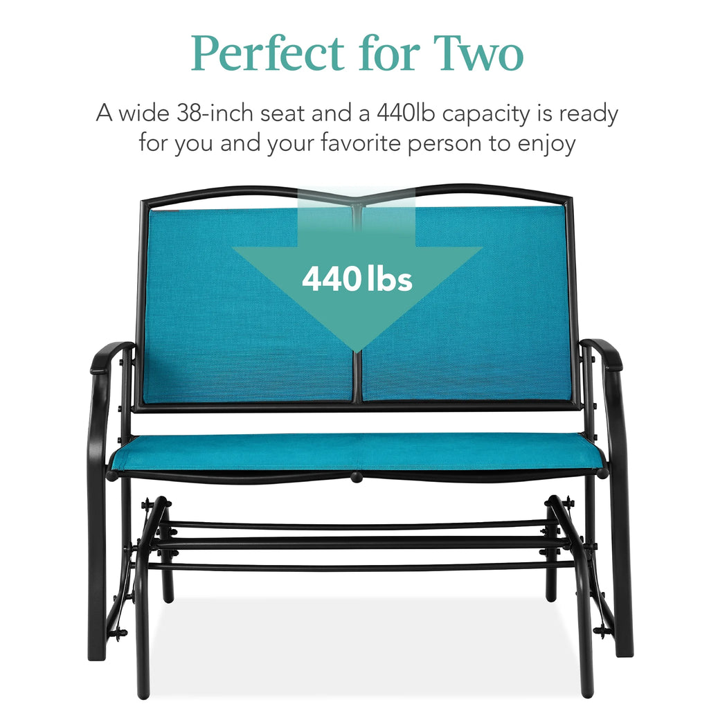 Best Choice Products 2 - Person Outdoor Swing Glider, Steel Patio Loveseat, Bench Rocker W/ Armrests - Gray