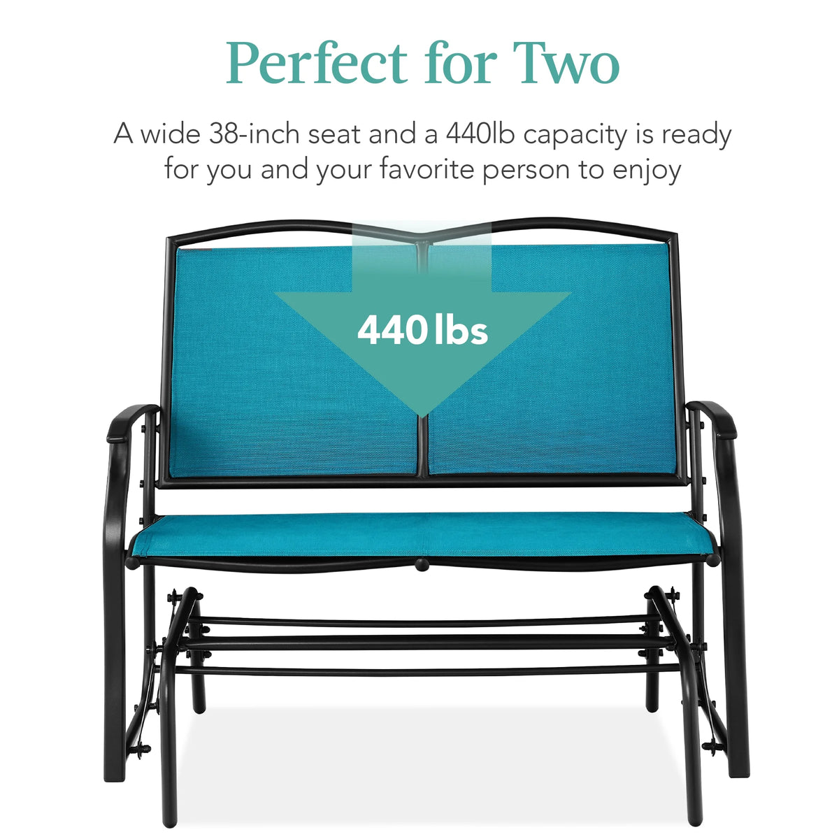 Best Choice Products 2 - Person Outdoor Swing Glider, Steel Patio Loveseat, Bench Rocker W/ Armrests - Gray