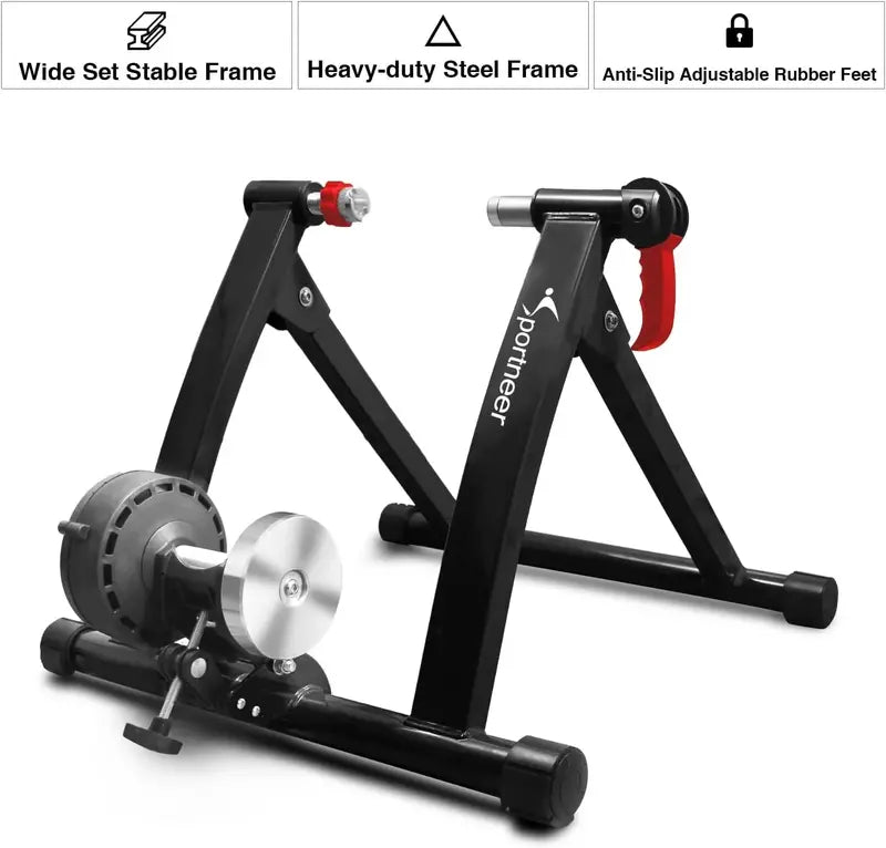 Sportneer Magnetic Indoor Bike Trainer â€?6-Level Resistance Stationary Cycling Stand with Noise-Reduction Wheel