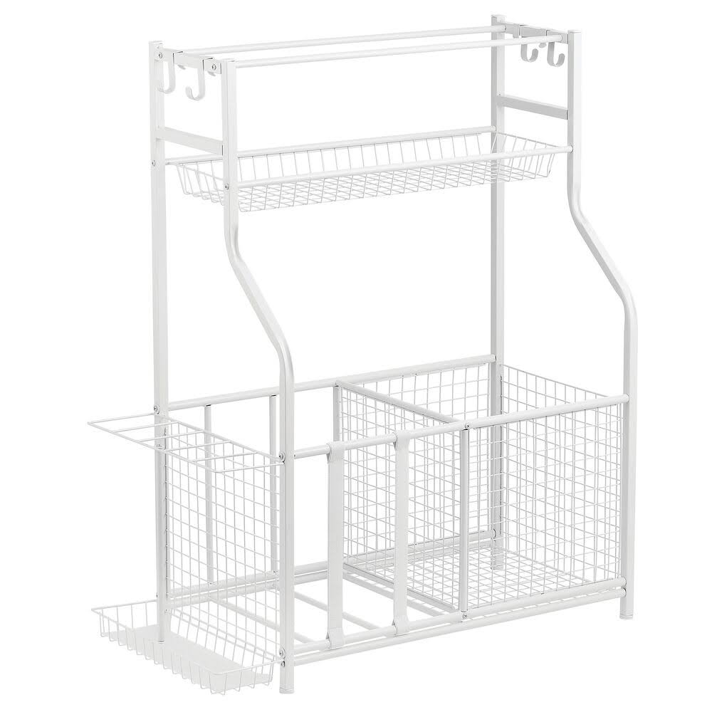 mDesign Metal Heavy Duty Garage Sports Storage Rack with Top Shelf - Matte White