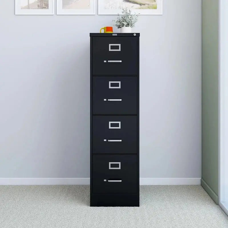 Staples Lockable 4-Drawer File Cabinet â€?Black, 25â€?Depth × 15â€?Width