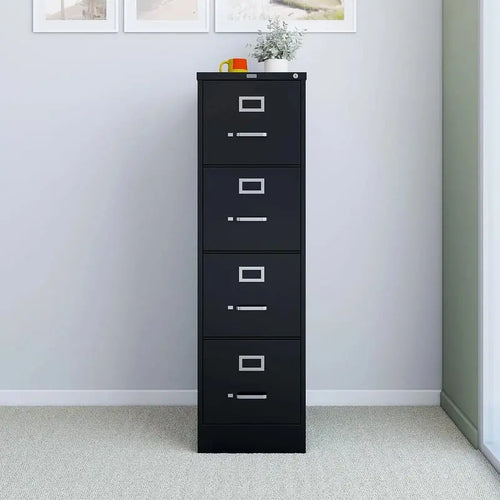 Staples Lockable 4-Drawer File Cabinet â€?Black, 25â€?Depth × 15â€?Width