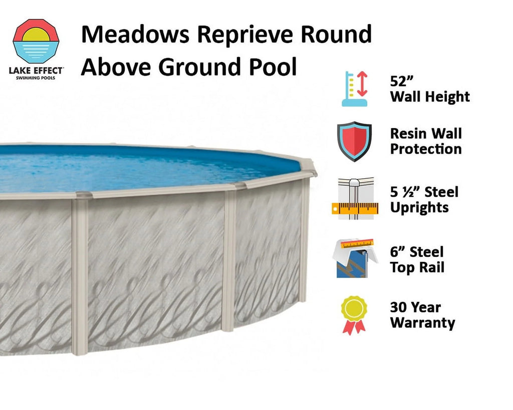 Lake Effect Pools Meadows Reprieve 12' x 24' x 52" Oval Resin Protected Steel Above Ground Swimming Pool