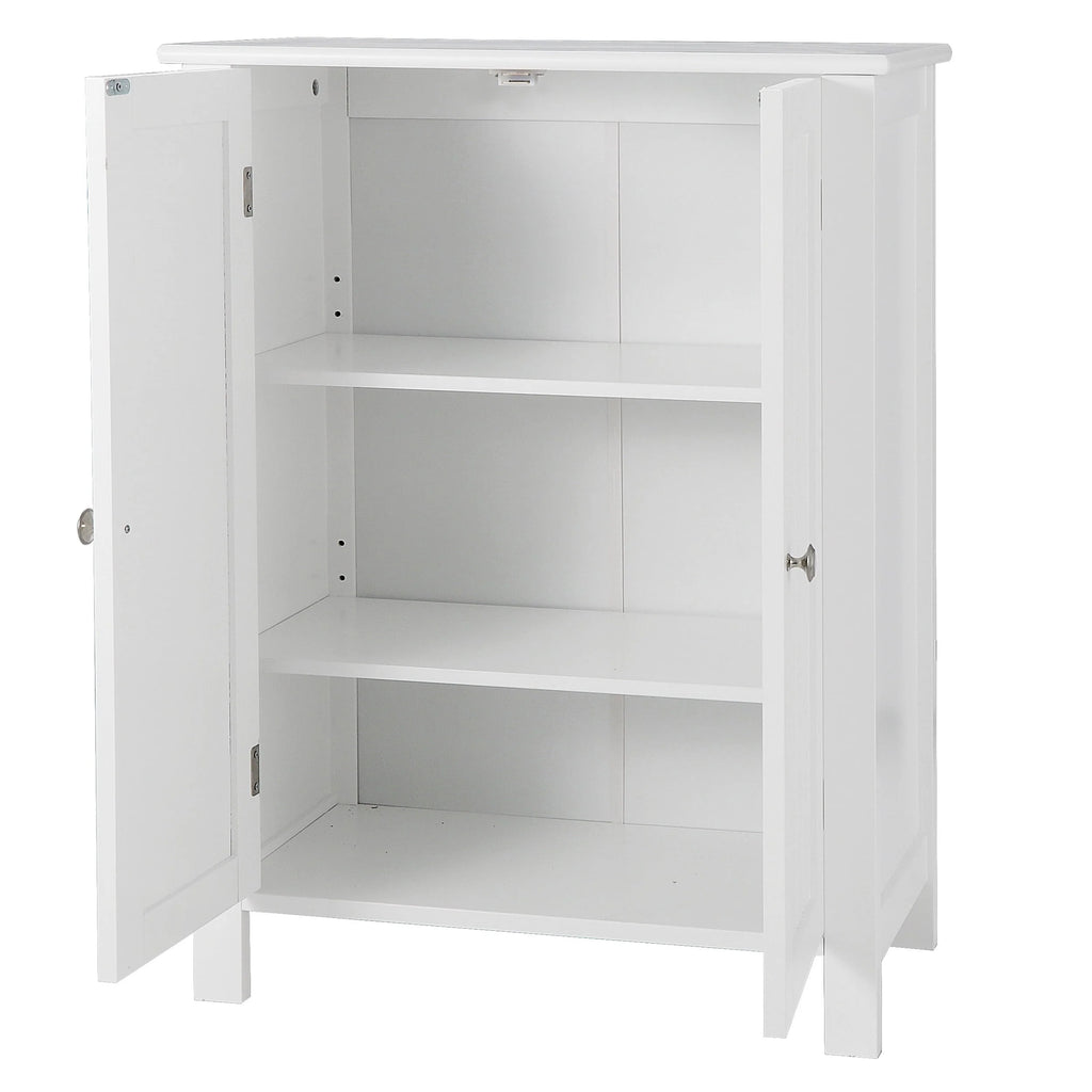 Homgarden 2 - Door Bathroom Floor Storage Cabinet Side Cupboard W/ Adjustable Shelves, 11.8'' W, White