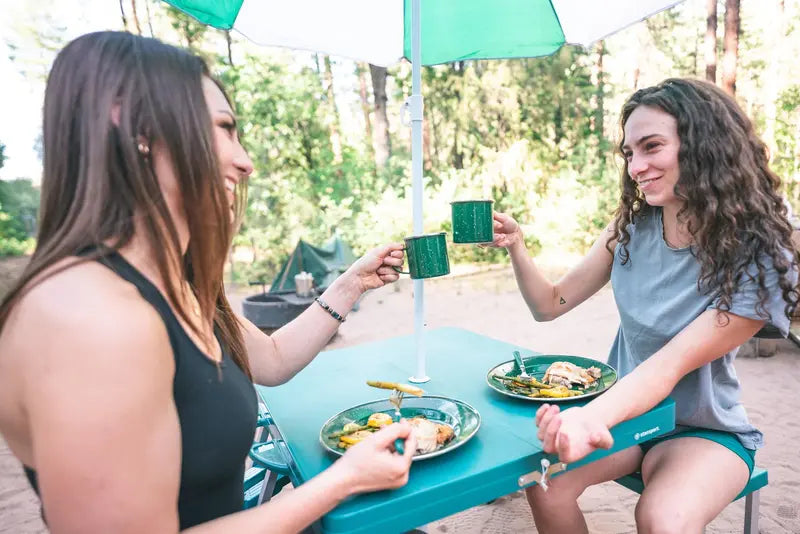 Stansport Folding Picnic Table with Umbrella, Aluminum Frame