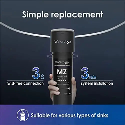Waterdrop RF10-MZ 8K Gallons High Capacity Replacement Filter Cartridge for 10UB-MZ/10UA/10UB Under Sink Filters