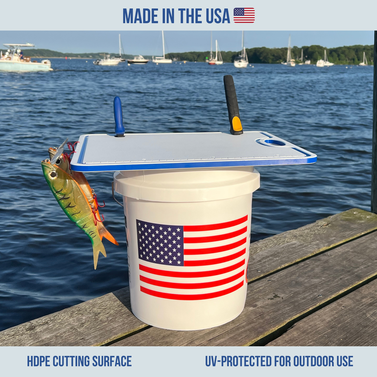 Made in the USA | Premium Bucket or Cooler Fishing Bait Fillet Cutting Board