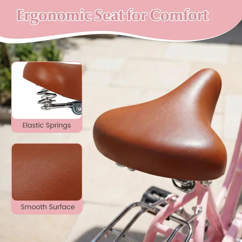 Women's 24/26-Inch Beach Cruiser â€?Cup Holder, Reflectors, Stylish Basket Design