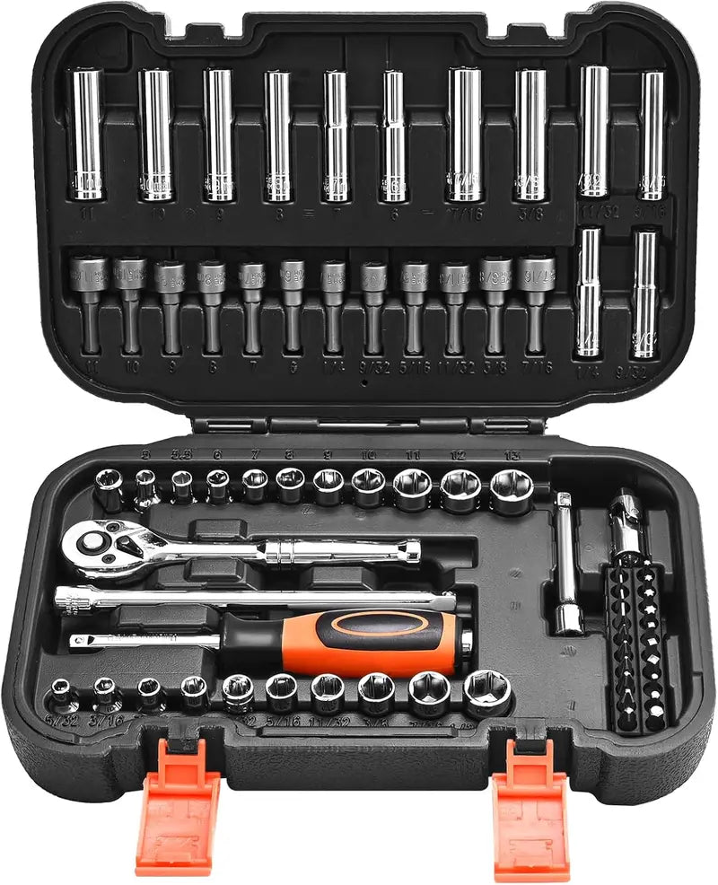 VEVOR Professional Mechanics Tool Set â€?Metric & Standard Socket Kit with Deep and Regular Sockets