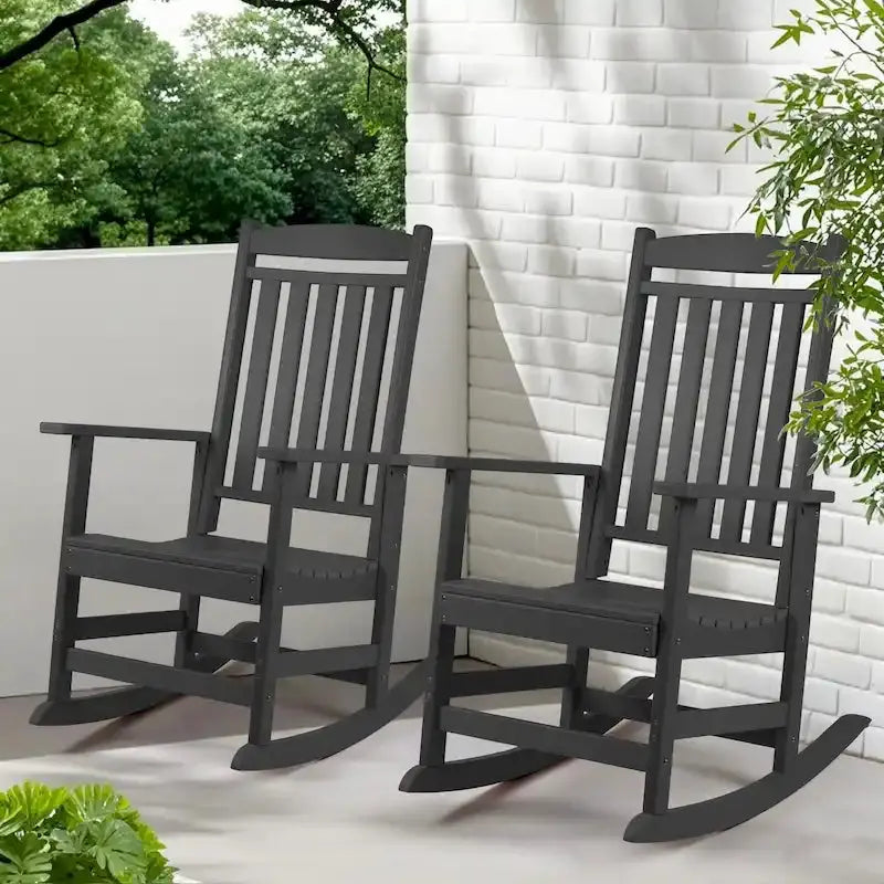 Vrakae All-Weather High-Back Rocking Chair Set â€?Two-Piece Outdoor Seating