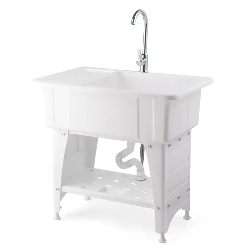 VINGLI Multipurpose Utility Sink with Stainless Steel Faucet for Laundry & Garage