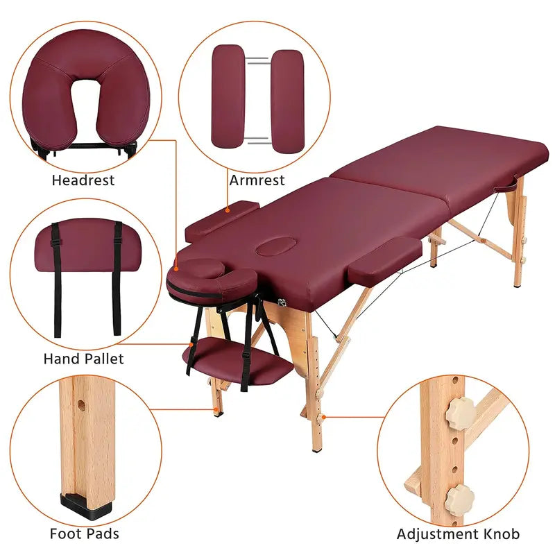 Yaheetech Portable Folding Massage Table â€?Adjustable 2-Fold Spa Bed with Carry Bag, Black