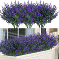 ArtBloom 16 Bundles Outdoor Artificial Lavender Fake UV Resistant No Fade Flowers Shrubs, Faux Plastic Greenery for Hanging Plants Garden Porch