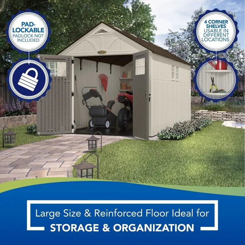 Tremont 8â€?x 13â€?Heavy-Duty Plastic Storage Shed â€?Weather-Resistant Outdoor Utility Shelter