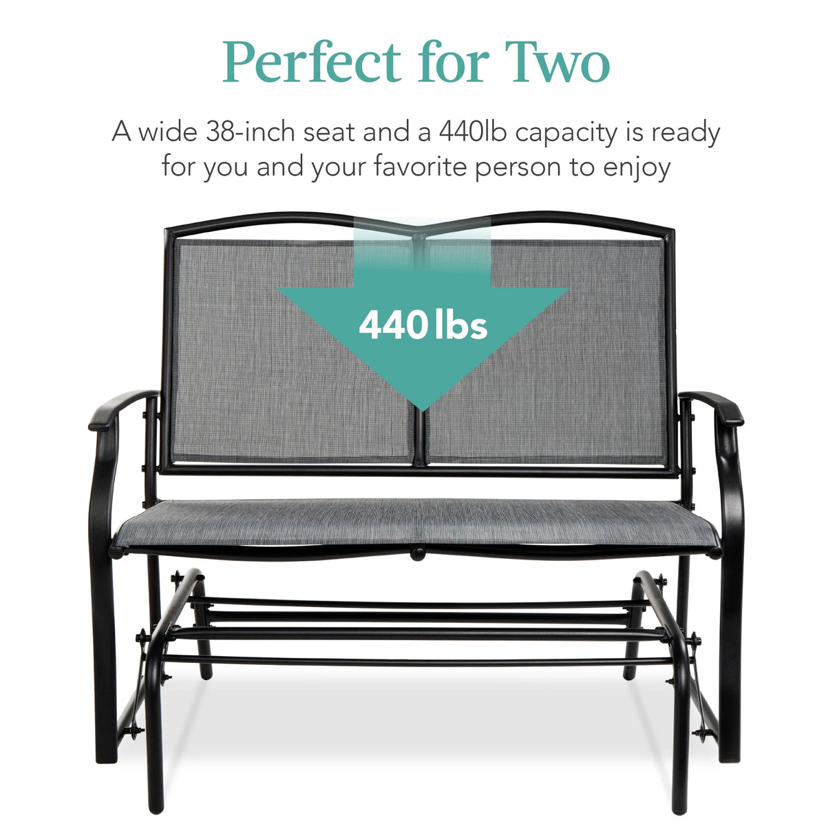 Best Choice Products 2 - Person Outdoor Swing Glider, Steel Patio Loveseat, Bench Rocker W/ Armrests - Gray