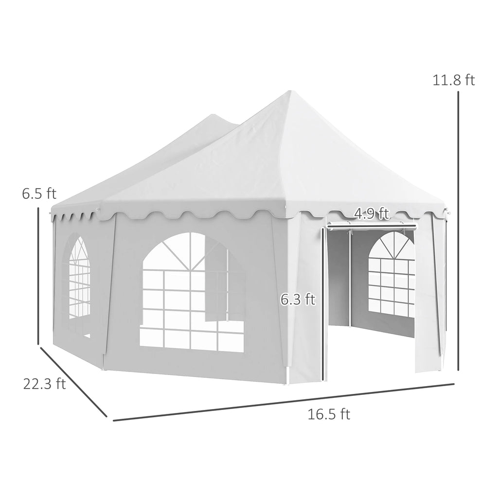 Outsunny 22.3' x 16.4' White Event Outdoor Canopies, Portable