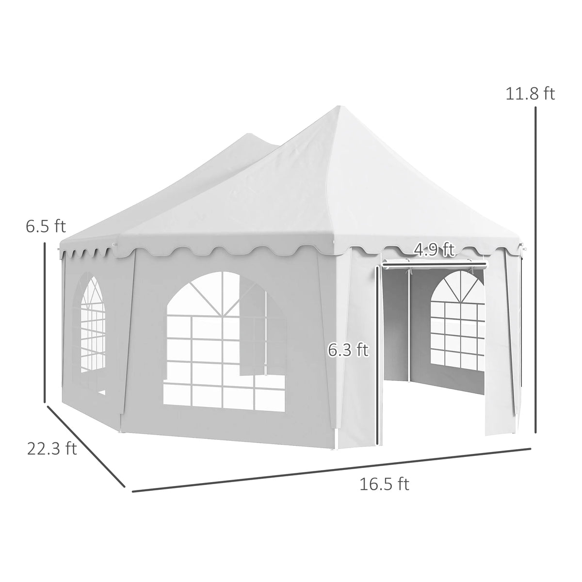 Outsunny 22.3' x 16.4' White Event Outdoor Canopies, Portable