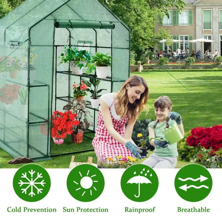 Spacious 56-Inch Walk-In Garden Greenhouse with Observation Windows