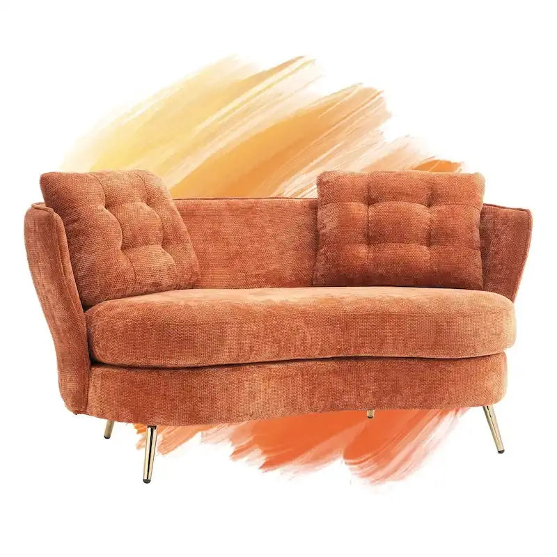 Velvet Loveseat with Gilded Metal Legs â€?Modern Living Room Sofa