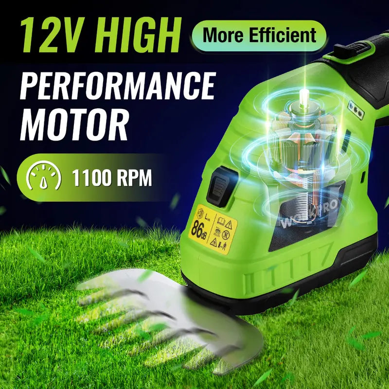 WORKPRO 12V Cordless 2-in-1 Grass & Hedge Trimmer â€?Includes 2.0Ah Battery + 1-Hour Fast Charger