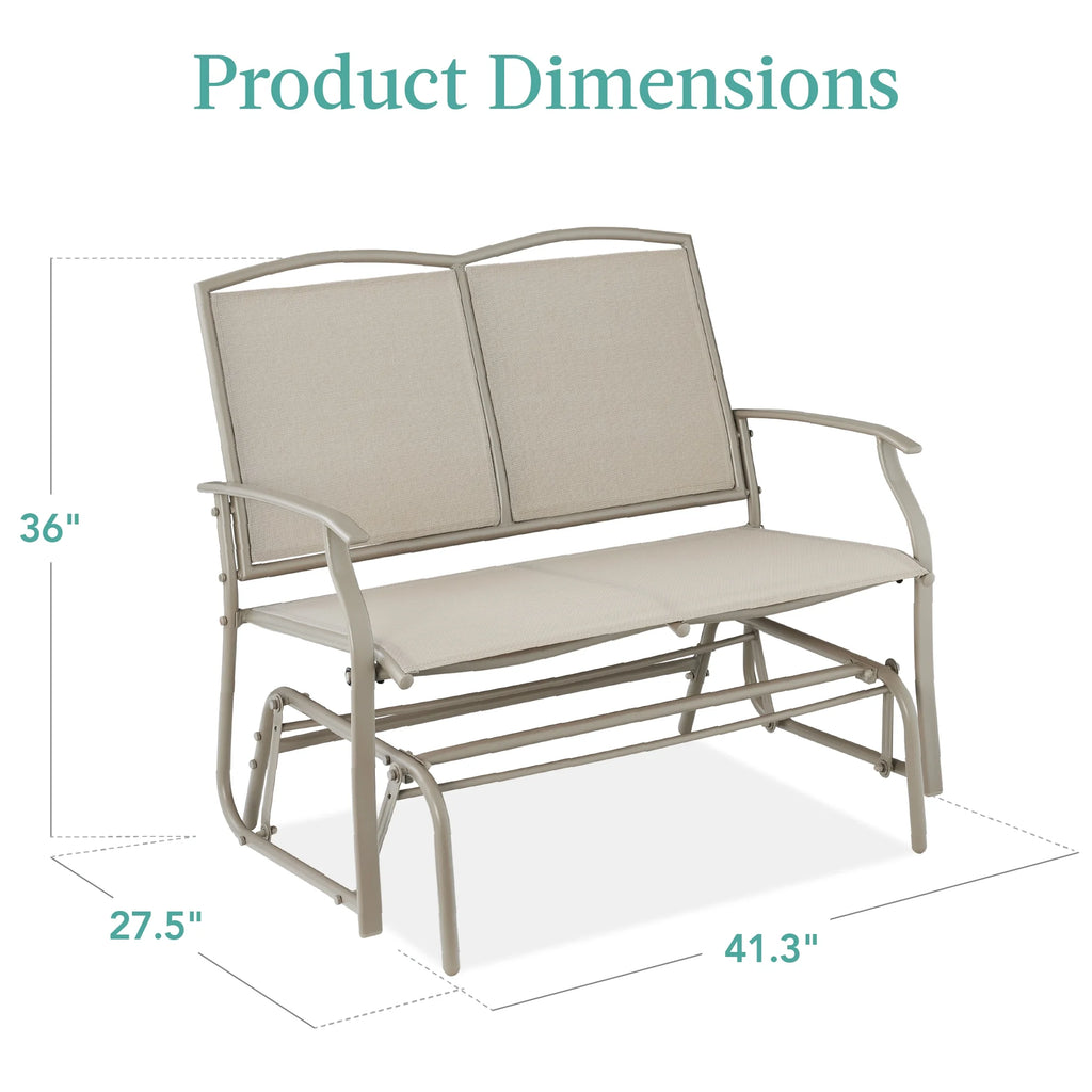 Best Choice Products 2 - Person Outdoor Swing Glider, Steel Patio Loveseat, Bench Rocker W/ Armrests - Gray
